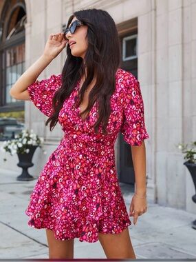 Vici Villasana Satin Printed Ruffle Romper- NEW